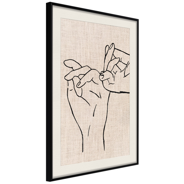 Wall Poster Always Together - abstract line art of hands on light fabric texture 123774 additionalImage 13