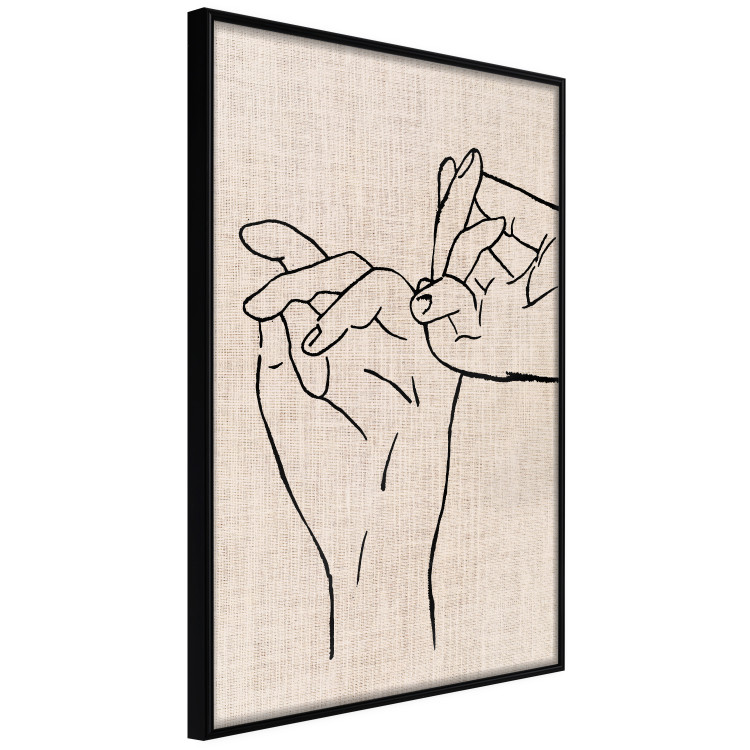 Wall Poster Always Together - abstract line art of hands on light fabric texture 123774 additionalImage 6