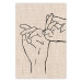 Wall Poster Always Together - abstract line art of hands on light fabric texture 123774