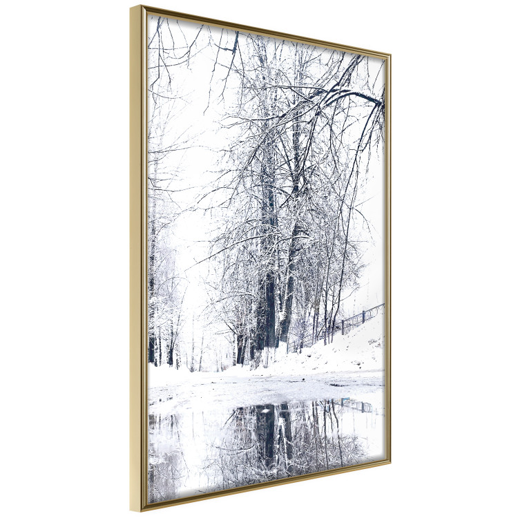 Wall Poster December - winter tree landscape on the road in black and white 124474 additionalImage 14