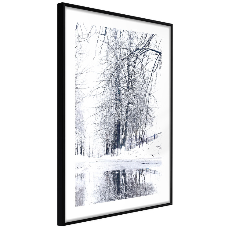 Wall Poster December - winter tree landscape on the road in black and white 124474 additionalImage 13