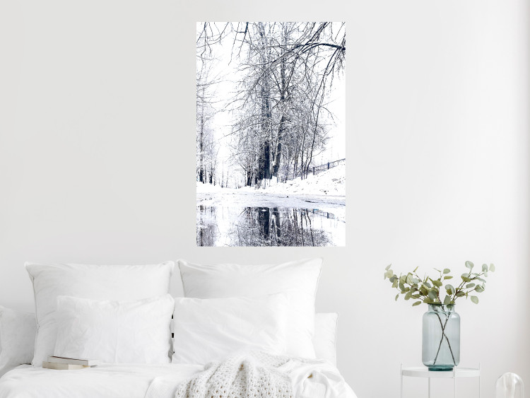 Wall Poster December - winter tree landscape on the road in black and white 124474 additionalImage 17