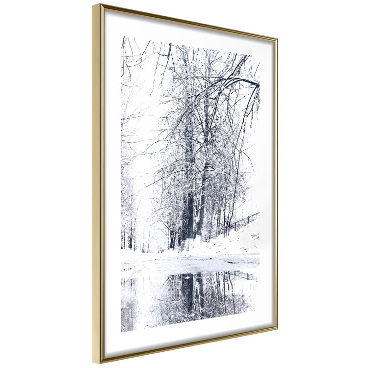 Wall Poster December - winter tree landscape on the road in black and white 124474 additionalImage 6