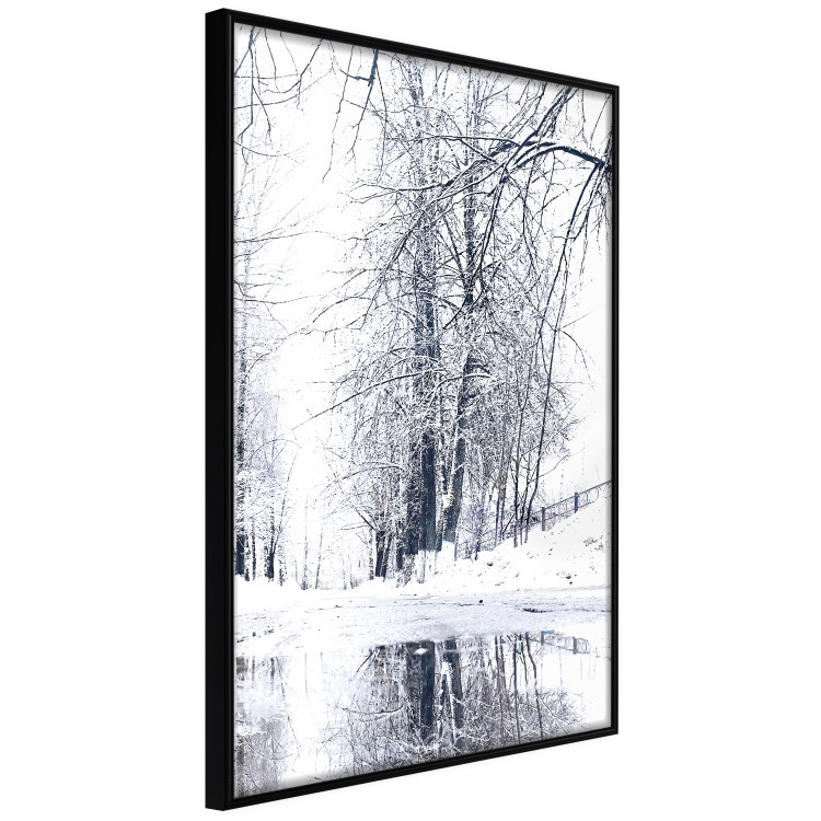 Wall Poster December - winter tree landscape on the road in black and white 124474 additionalImage 10