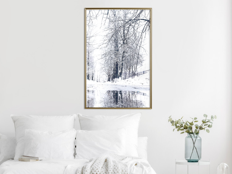 Wall Poster December - winter tree landscape on the road in black and white 124474 additionalImage 7