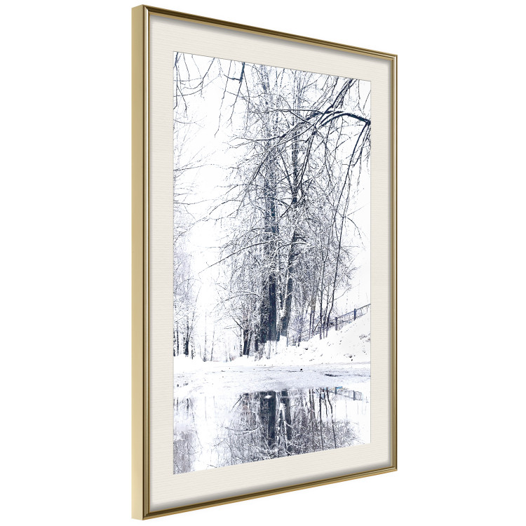 Wall Poster December - winter tree landscape on the road in black and white 124474 additionalImage 2