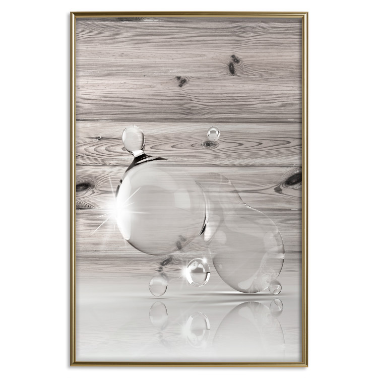 Poster Trapped Dreams - abstract glass spheres on wooden texture background 124974 additionalImage 20