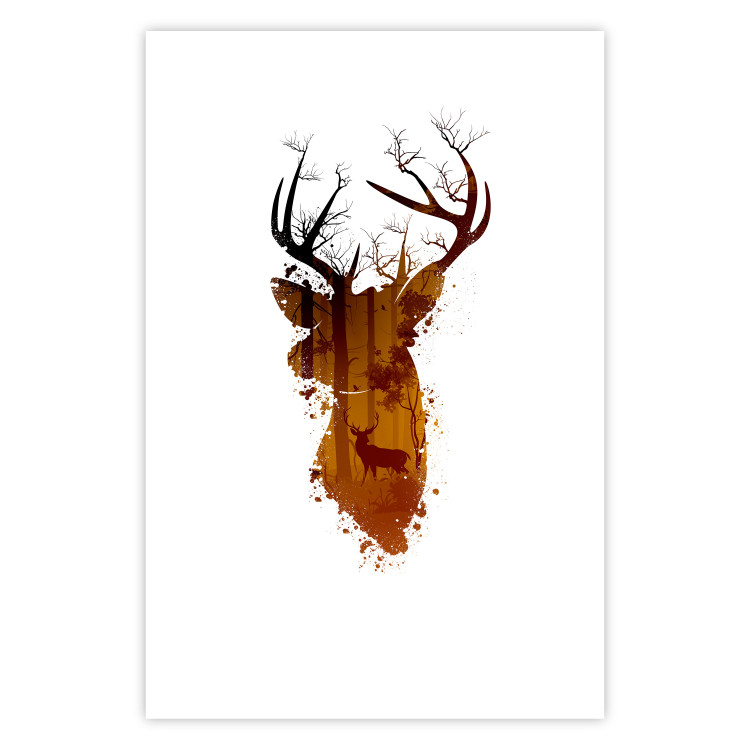 Wall Poster Deer in the Morning - abstract forest landscape in the template of a deer head 126674 additionalImage 18
