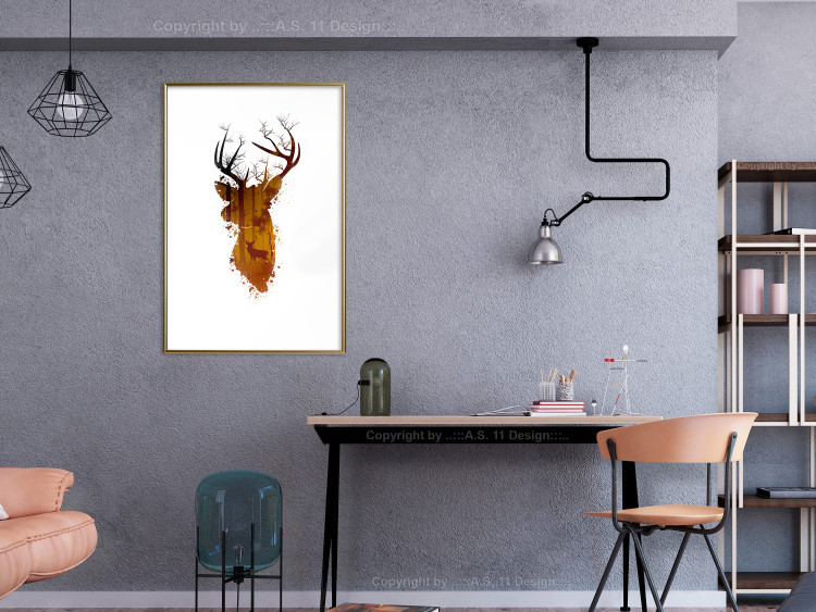 Wall Poster Deer in the Morning - abstract forest landscape in the template of a deer head 126674 additionalImage 13