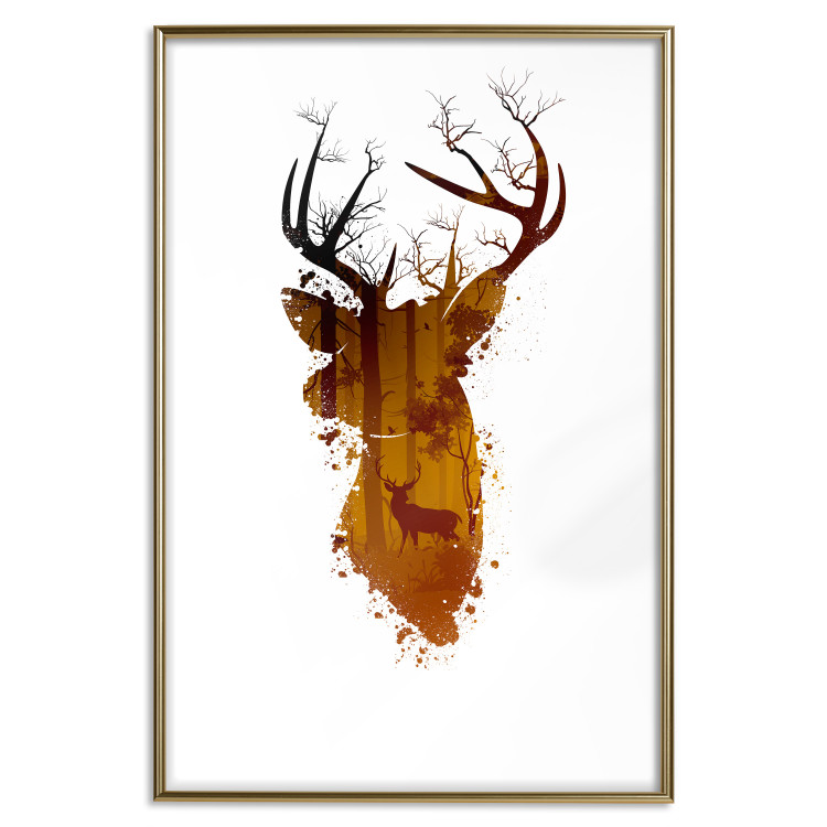 Wall Poster Deer in the Morning - abstract forest landscape in the template of a deer head 126674 additionalImage 15