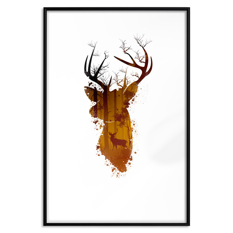 Wall Poster Deer in the Morning - abstract forest landscape in the template of a deer head 126674 additionalImage 17