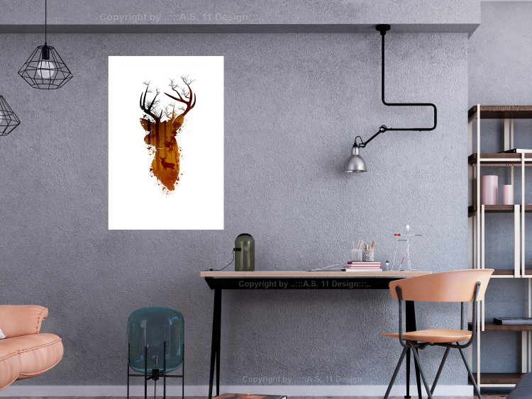 Wall Poster Deer in the Morning - abstract forest landscape in the template of a deer head 126674 additionalImage 3