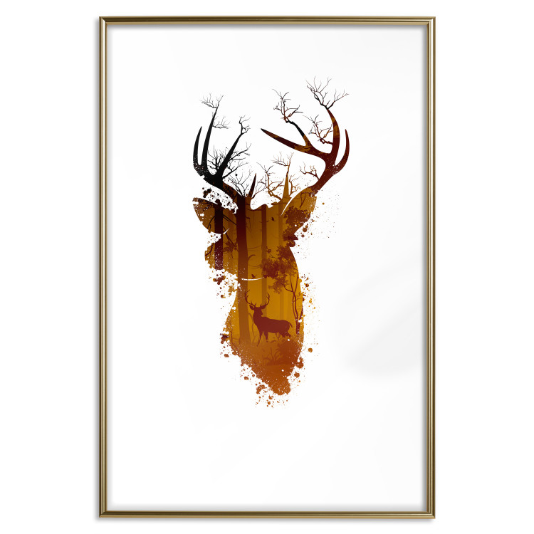 Wall Poster Deer in the Morning - abstract forest landscape in the template of a deer head 126674 additionalImage 16