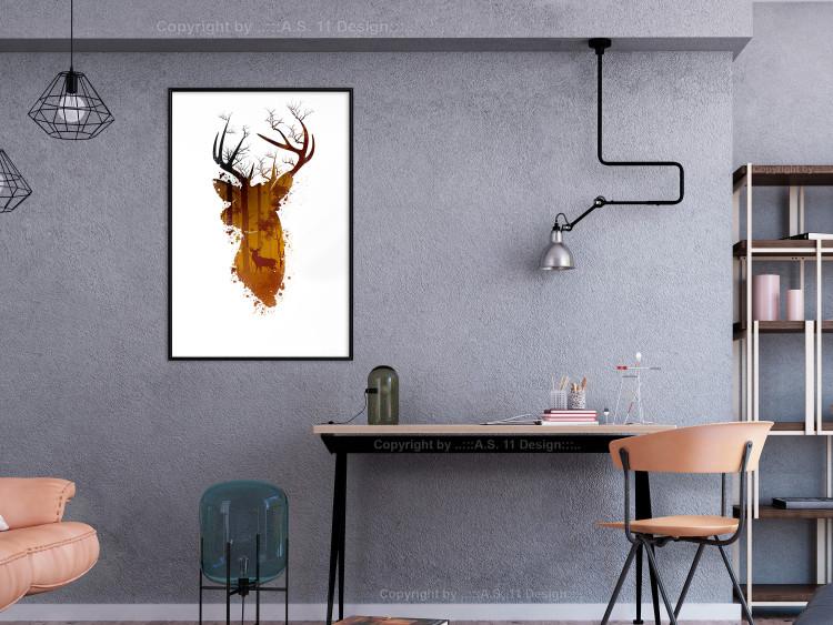 Wall Poster Deer in the Morning - abstract forest landscape in the template of a deer head 126674 additionalImage 4