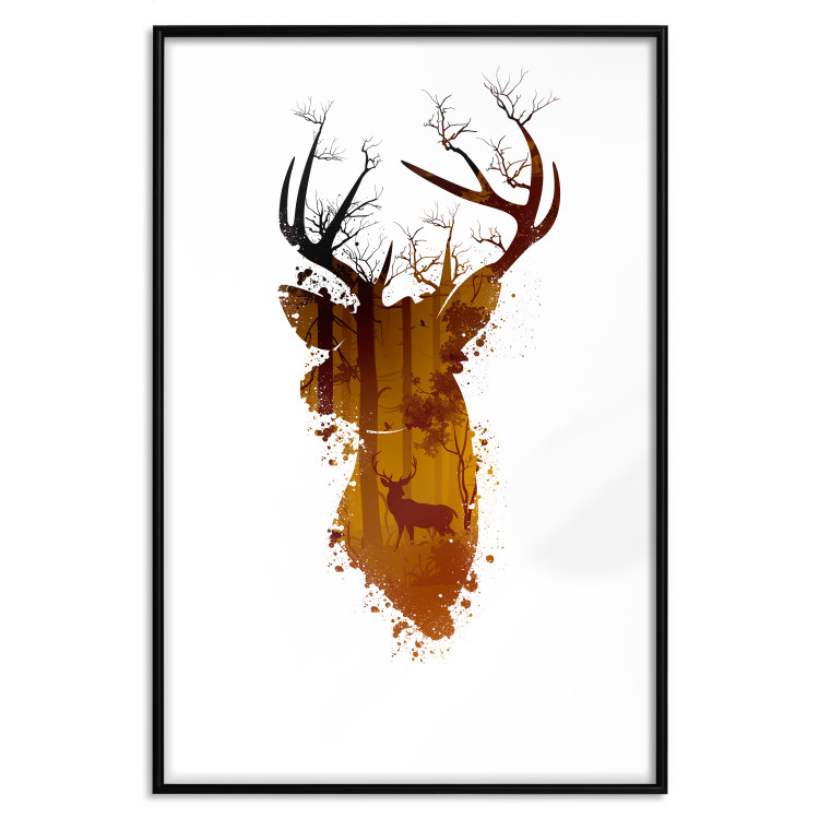 Wall Poster Deer in the Morning - abstract forest landscape in the template of a deer head 126674 additionalImage 14