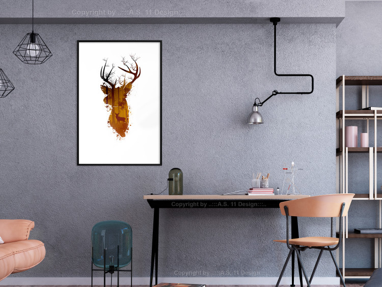 Wall Poster Deer in the Morning - abstract forest landscape in the template of a deer head 126674 additionalImage 19