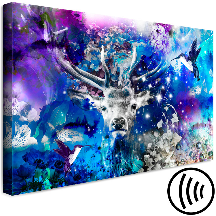 Canvas Blue Deer (1-part) wide - futuristic forest abstraction 127474 additionalImage 6