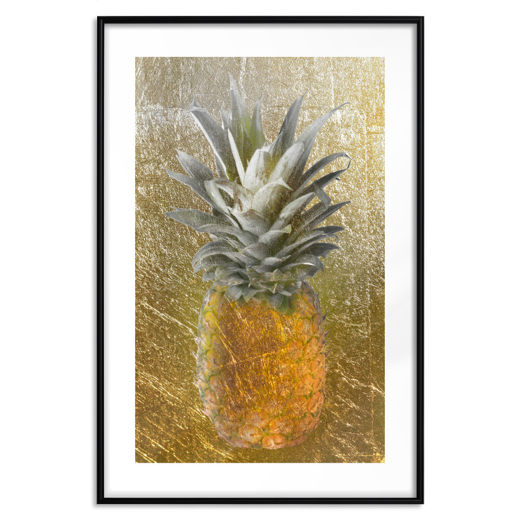 Poster Forbidden Fruit - composition of tropical fruit on golden texture 128074 additionalImage 15