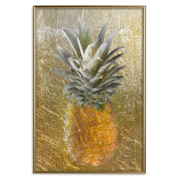 Poster Forbidden Fruit - composition of tropical fruit on golden texture 128074 additionalImage 17