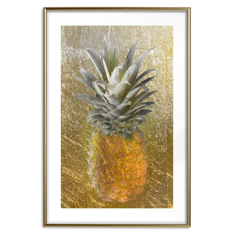 Poster Forbidden Fruit - composition of tropical fruit on golden texture 128074 additionalImage 14