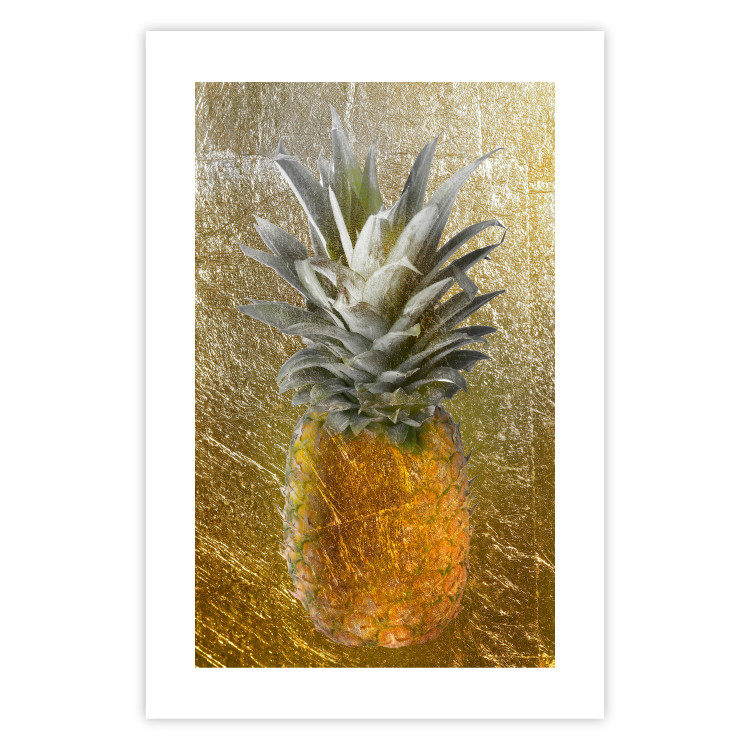 Poster Forbidden Fruit - composition of tropical fruit on golden texture 128074 additionalImage 19
