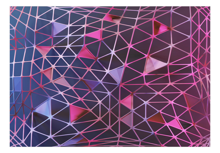 Photo Wallpaper Geometric grid - a combination of triangles in shades of purple and pink 130474 additionalImage 1