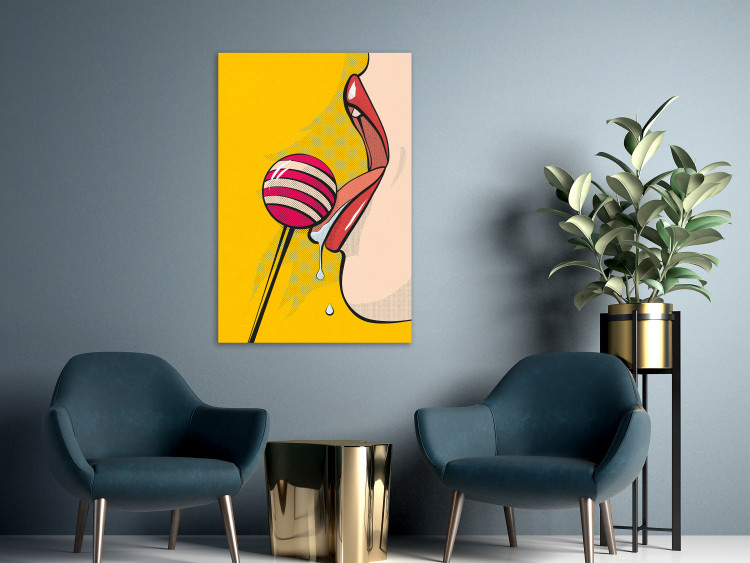 Canvas Colourful lollipop and lips - youth graphic in pop art style 132174 additionalImage 3
