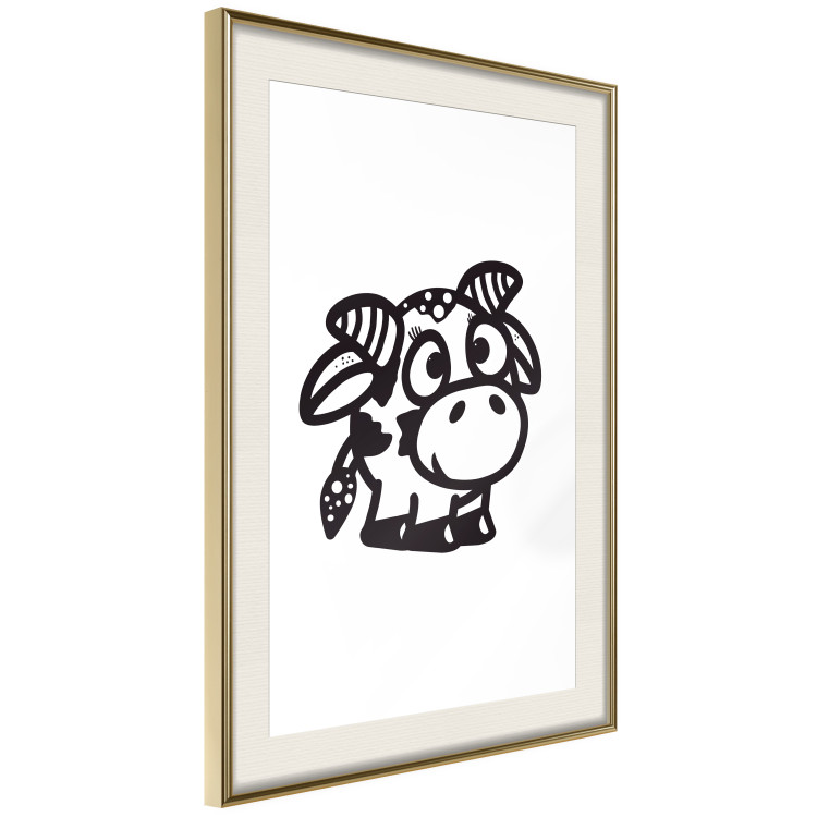 Wall Poster Happy Cow - black small and cute animal on a solid white background 135174 additionalImage 19