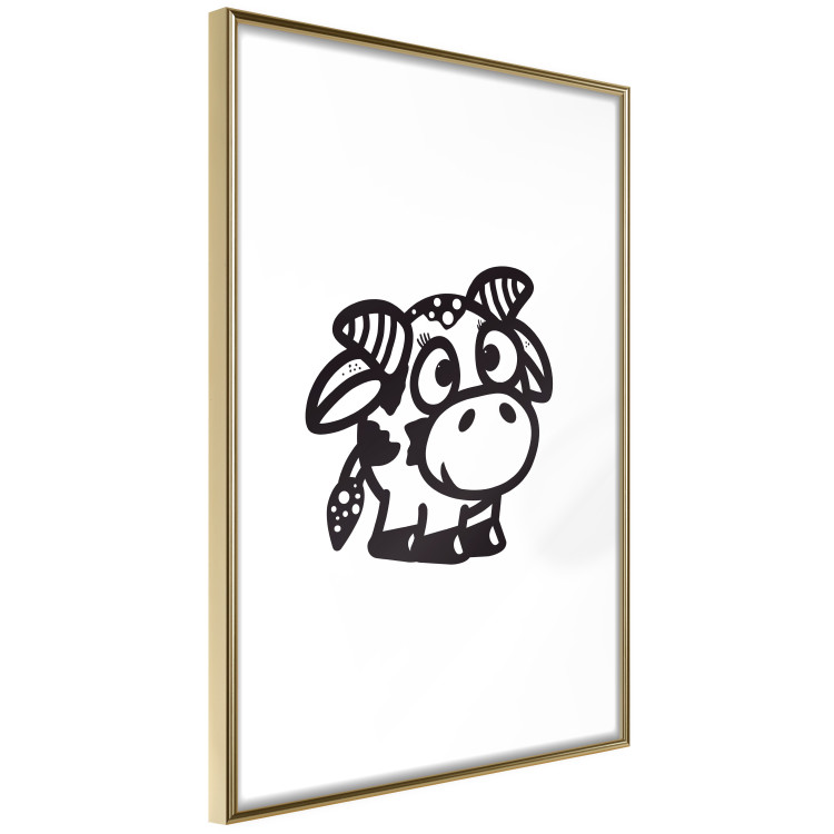 Wall Poster Happy Cow - black small and cute animal on a solid white background 135174 additionalImage 21