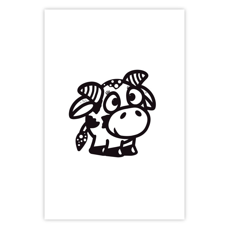 Wall Poster Happy Cow - black small and cute animal on a solid white background 135174 additionalImage 7