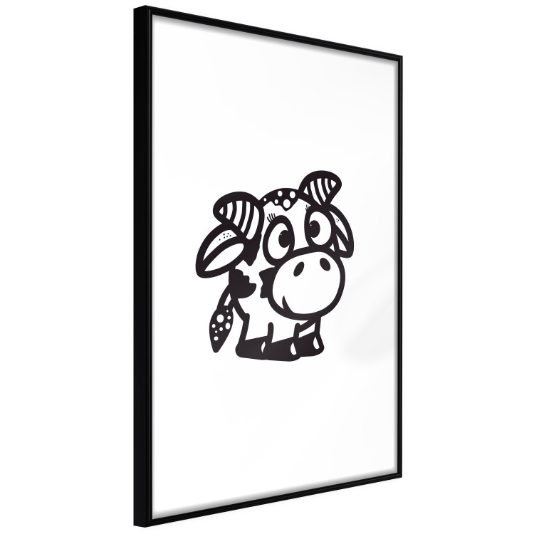 Wall Poster Happy Cow - black small and cute animal on a solid white background 135174 additionalImage 22