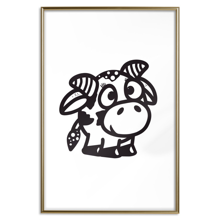 Wall Poster Happy Cow - black small and cute animal on a solid white background 135174 additionalImage 4