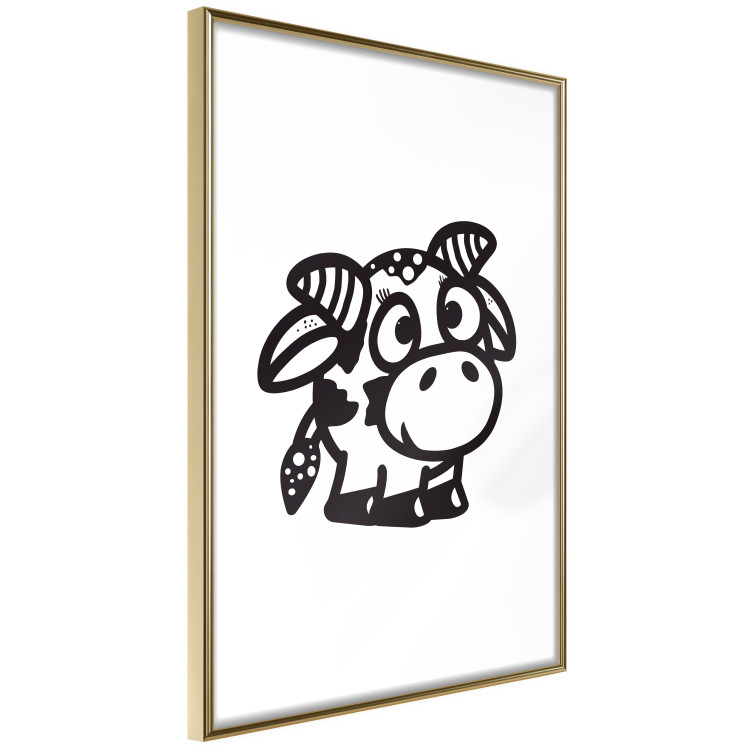 Wall Poster Happy Cow - black small and cute animal on a solid white background 135174 additionalImage 23