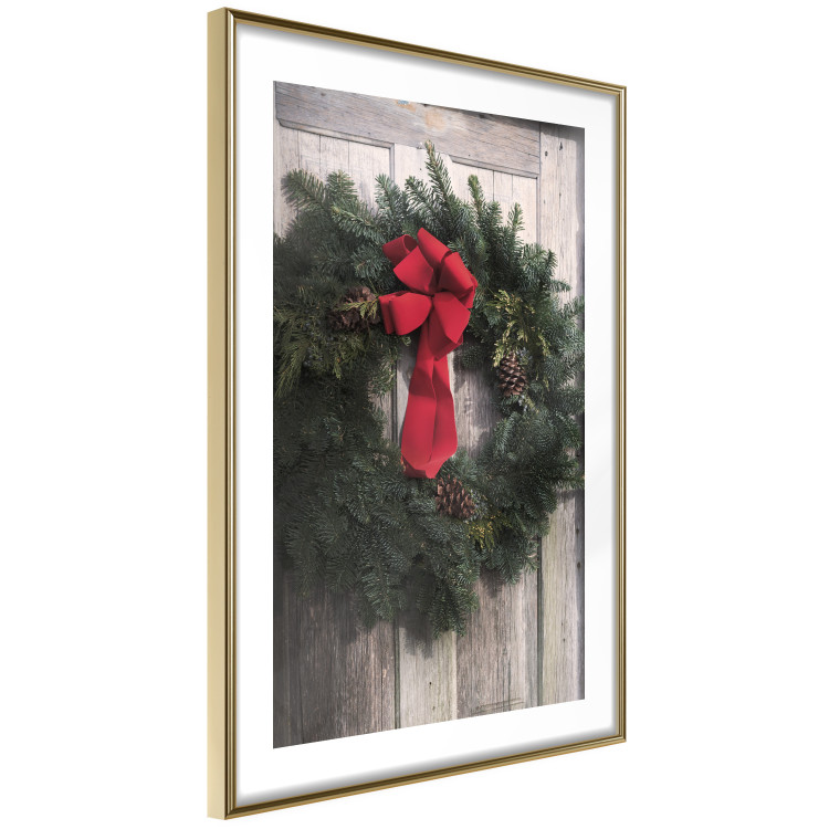 Poster Christmas Wreath - round spruce decoration hung on the door 137974 additionalImage 21