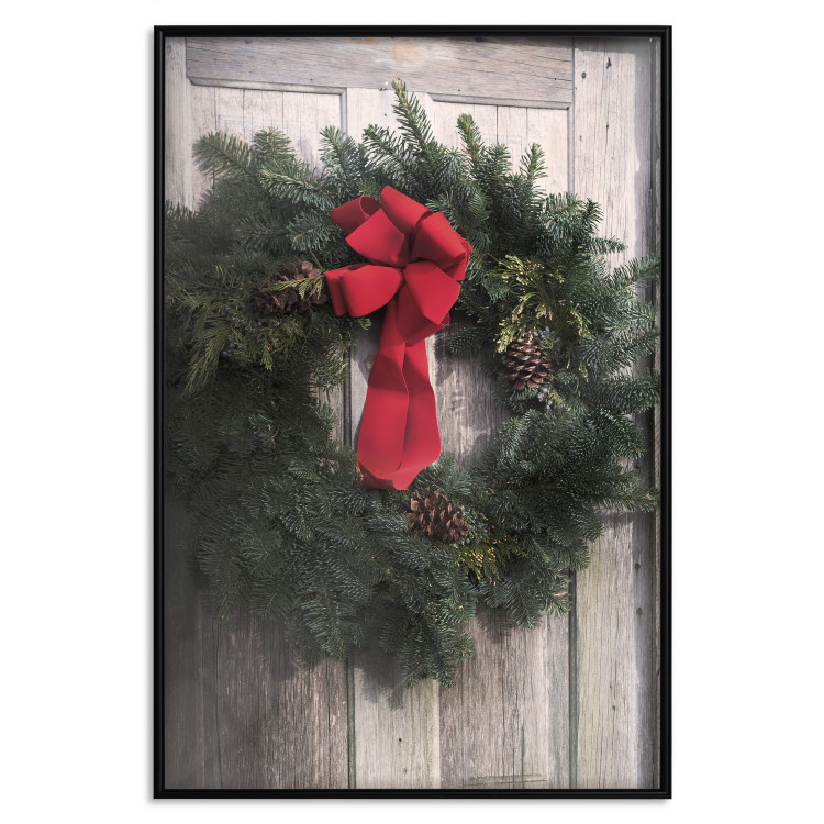 Poster Christmas Wreath - round spruce decoration hung on the door 137974 additionalImage 7