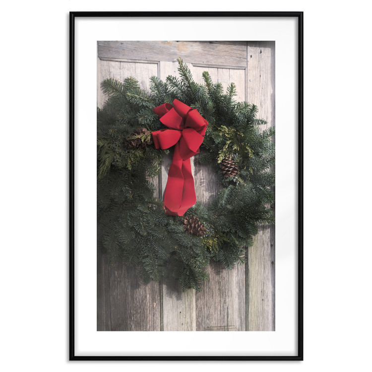 Poster Christmas Wreath - round spruce decoration hung on the door 137974 additionalImage 2