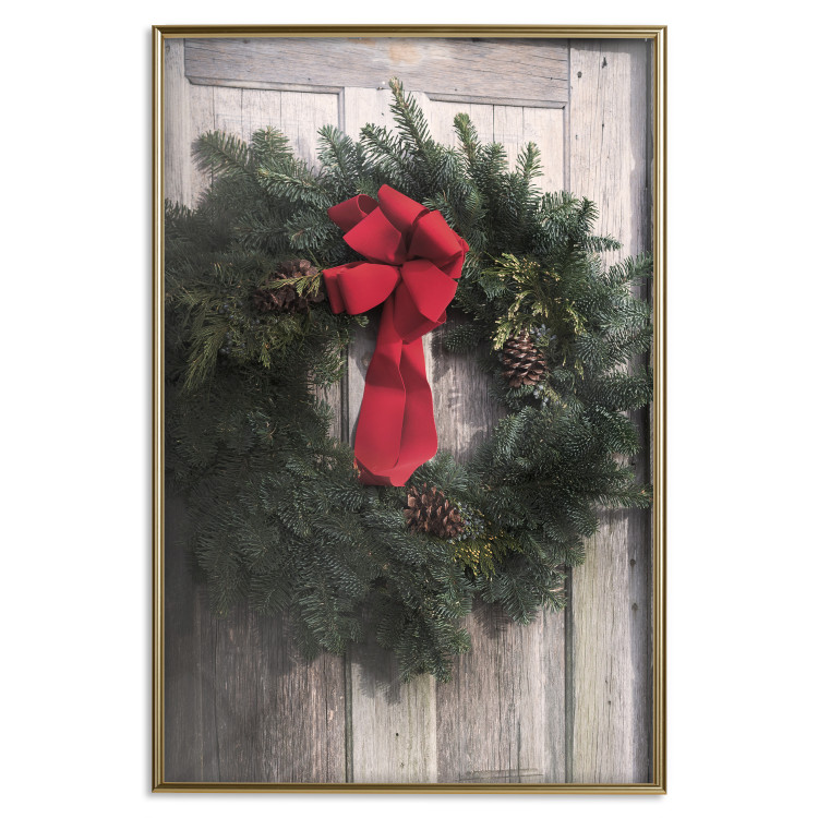 Poster Christmas Wreath - round spruce decoration hung on the door 137974 additionalImage 6