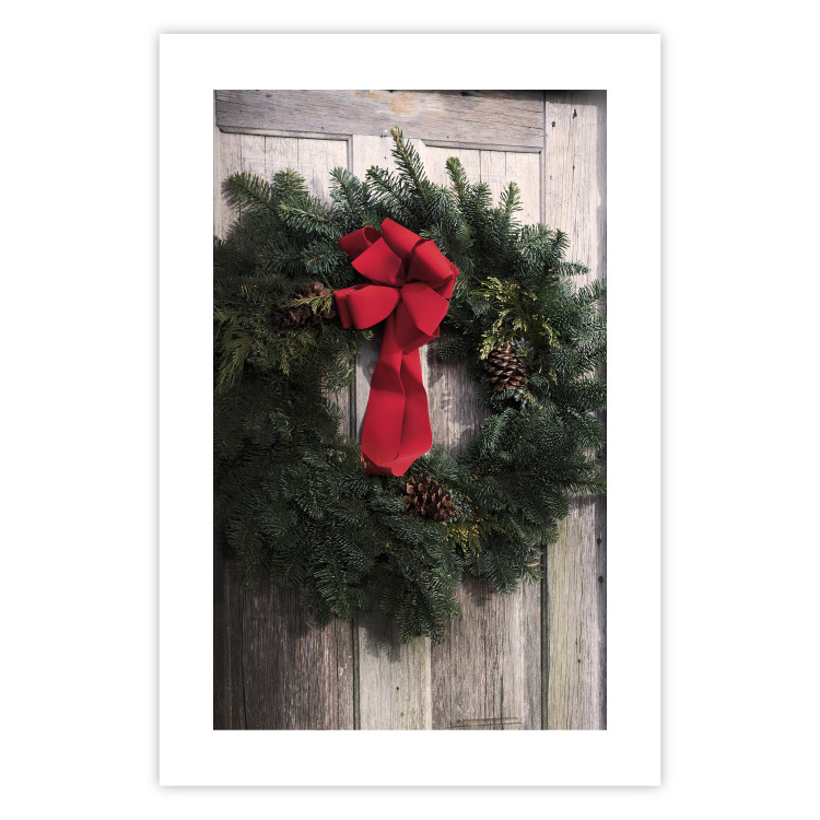 Poster Christmas Wreath - round spruce decoration hung on the door 137974 additionalImage 10