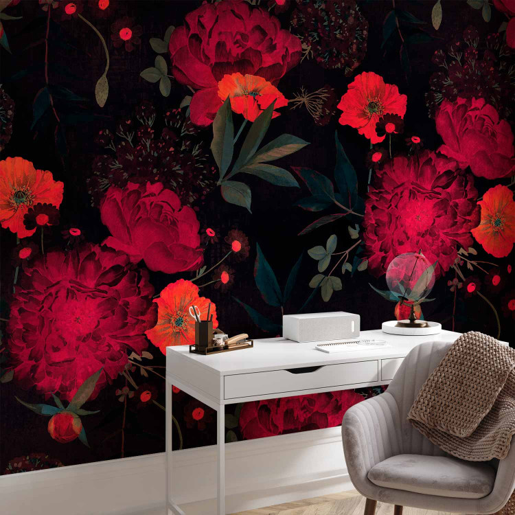 Wall Mural Nature - energetic composition of colourful flowers on a black background 143174 additionalImage 4