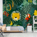 Photo Wallpaper Jungle - animal motif on background with green leaves and red parrot 143574 additionalThumb 6
