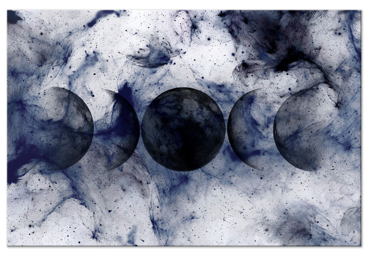 Canvas Black Planets (1-piece) - abstraction in white-navy space 145274