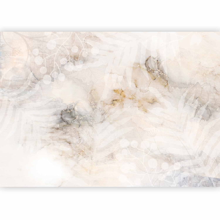 Wall Mural Abstract Background - Beige Golden Abstraction and Graphic Leaves 148774 additionalImage 1