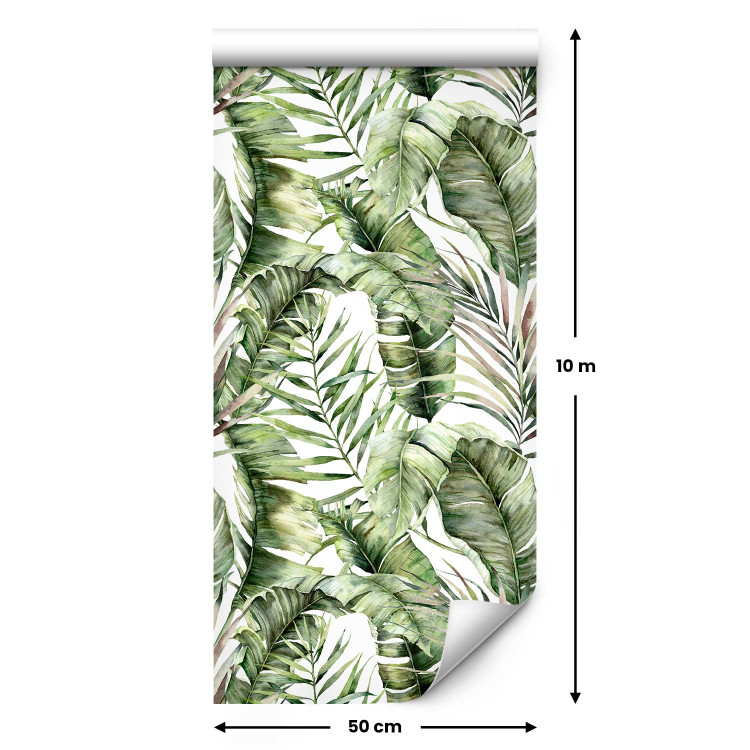 Wallpaper In an Exotic Thicket - Large Intertwined Green Leaves 149874 additionalImage 2