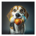 Canvas Print AI Beagle Dog - Portrait of a Animal With Three Balls in Its Mouth - Square 150174 additionalThumb 7