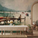 Wall Mural By the Lake - Painting Sketch, Morning, Landscape With a Boat and Mountains in the Background 150574 additionalThumb 4