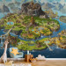Photo Wallpaper Expansion of the Settlement - A City on the Water in the Style of a Strategy Game 150674
