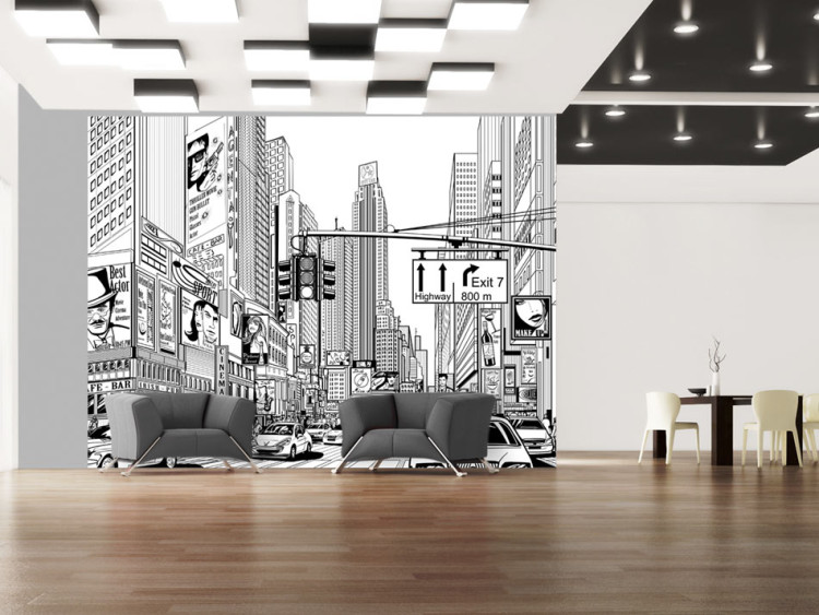 Photo Wallpaper On the Streets of New York City, USA - black and white urban architecture 59774