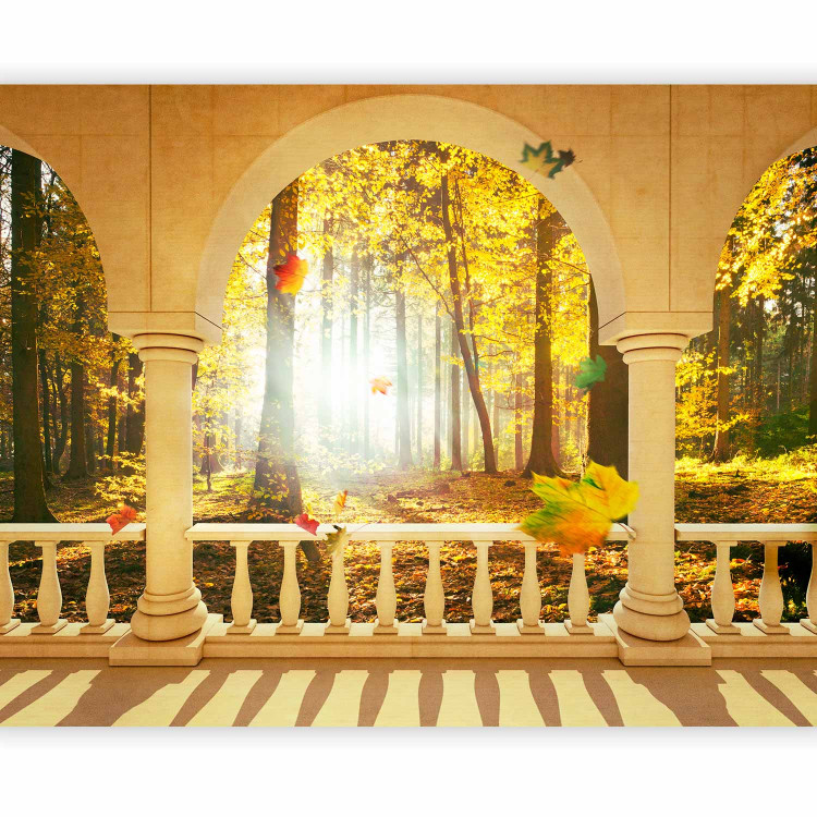 Wall Mural Space - Landscape from a Window with Autumn Trees and Falling Leaves 60574 additionalImage 5