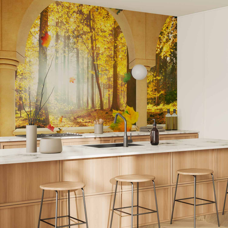 Wall Mural Space - Landscape from a Window with Autumn Trees and Falling Leaves 60574 additionalImage 7