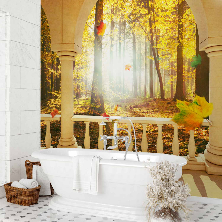 Wall Mural Space - Landscape from a Window with Autumn Trees and Falling Leaves 60574 additionalImage 8